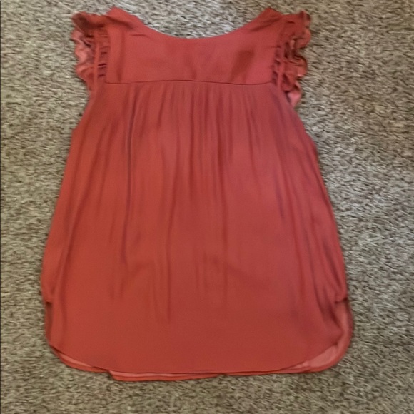 LOFT Rust Ruffled Flutter Sleeve Blouse - Picture 1 of 1